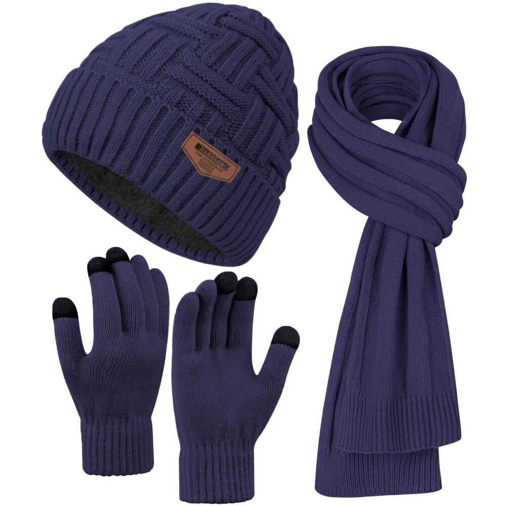 9935 Winter Hats Scarf with Touchscreen Gloves Warm Long Scaves and Skull